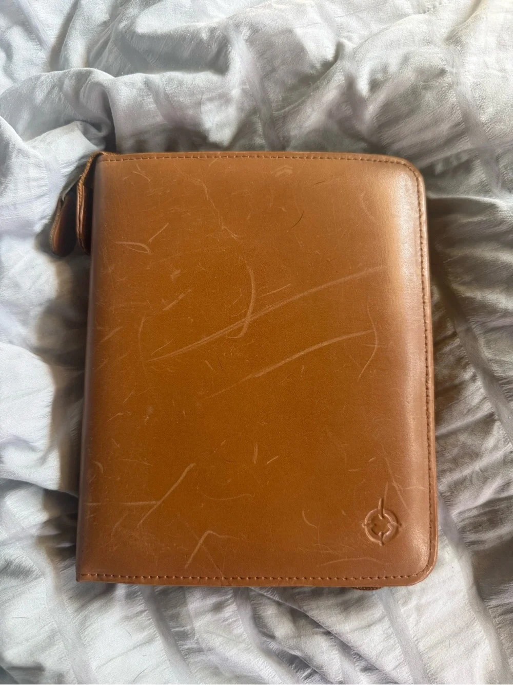 Franklin Covey Chestnut Brown Leather Zip Portfolio